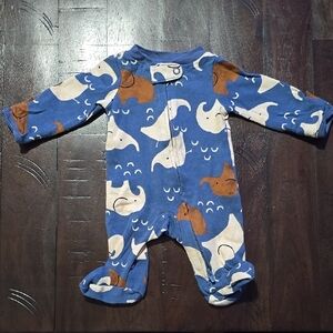 Blue and Brown Kids One Piece 2-Way Zip Onsie